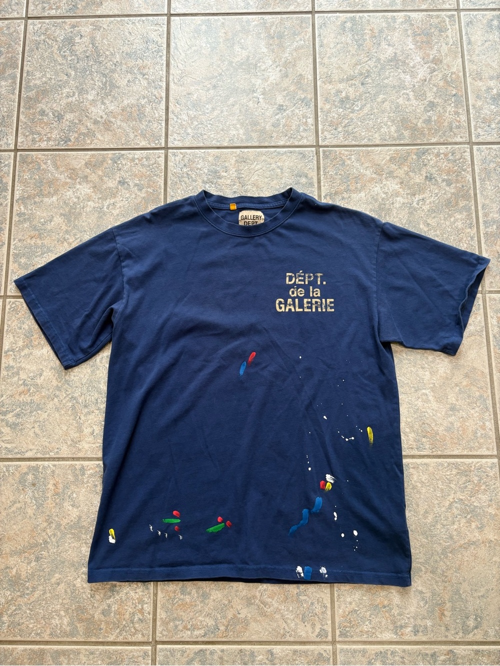 GALLERY DEPT. VINTAGE LOGO PAINTED T SHIRT BLUE